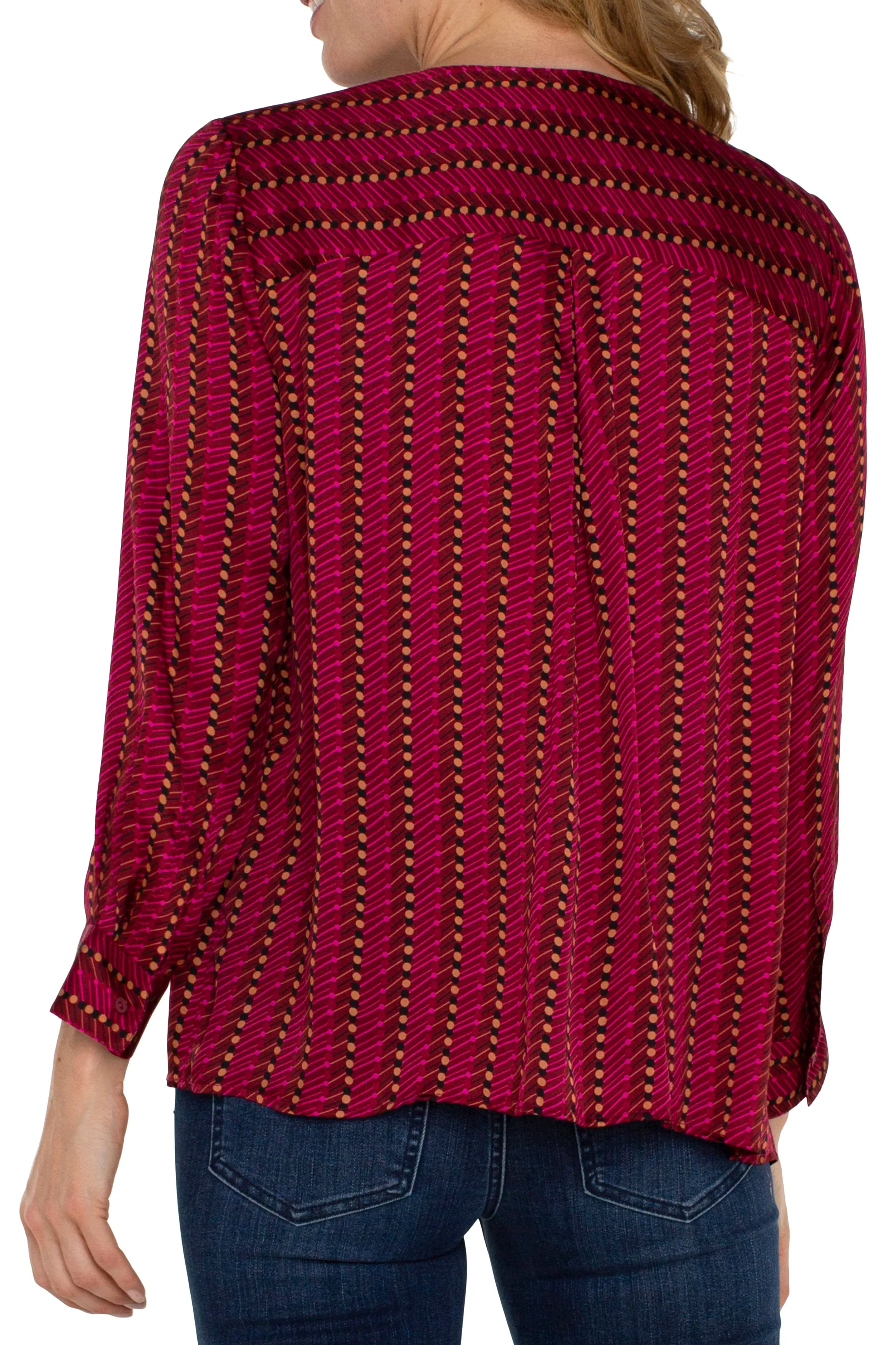 Long Sleeve Popover Woven Blouse