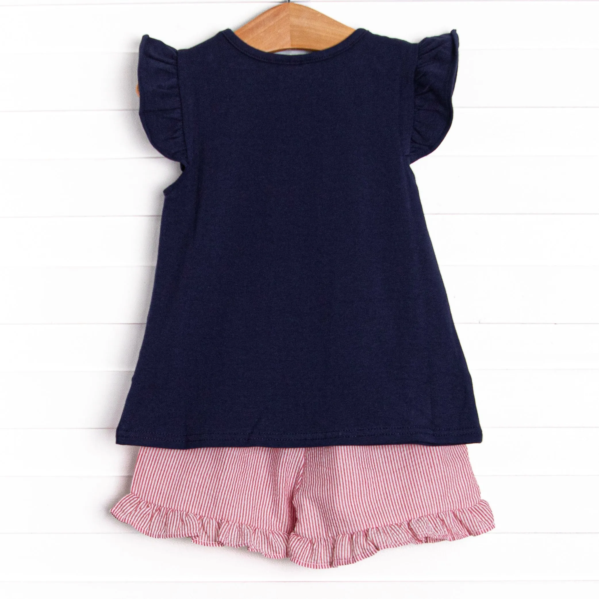 Lookout Lady Applique Short Set, Navy