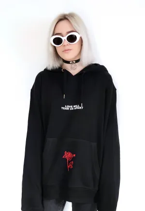 Love Will Tear Us Apart Rose Hoodie Sweatshirt Black Tumblr Inspired Aesthetic Pale Pastel Grunge Aesthetics 2017 new