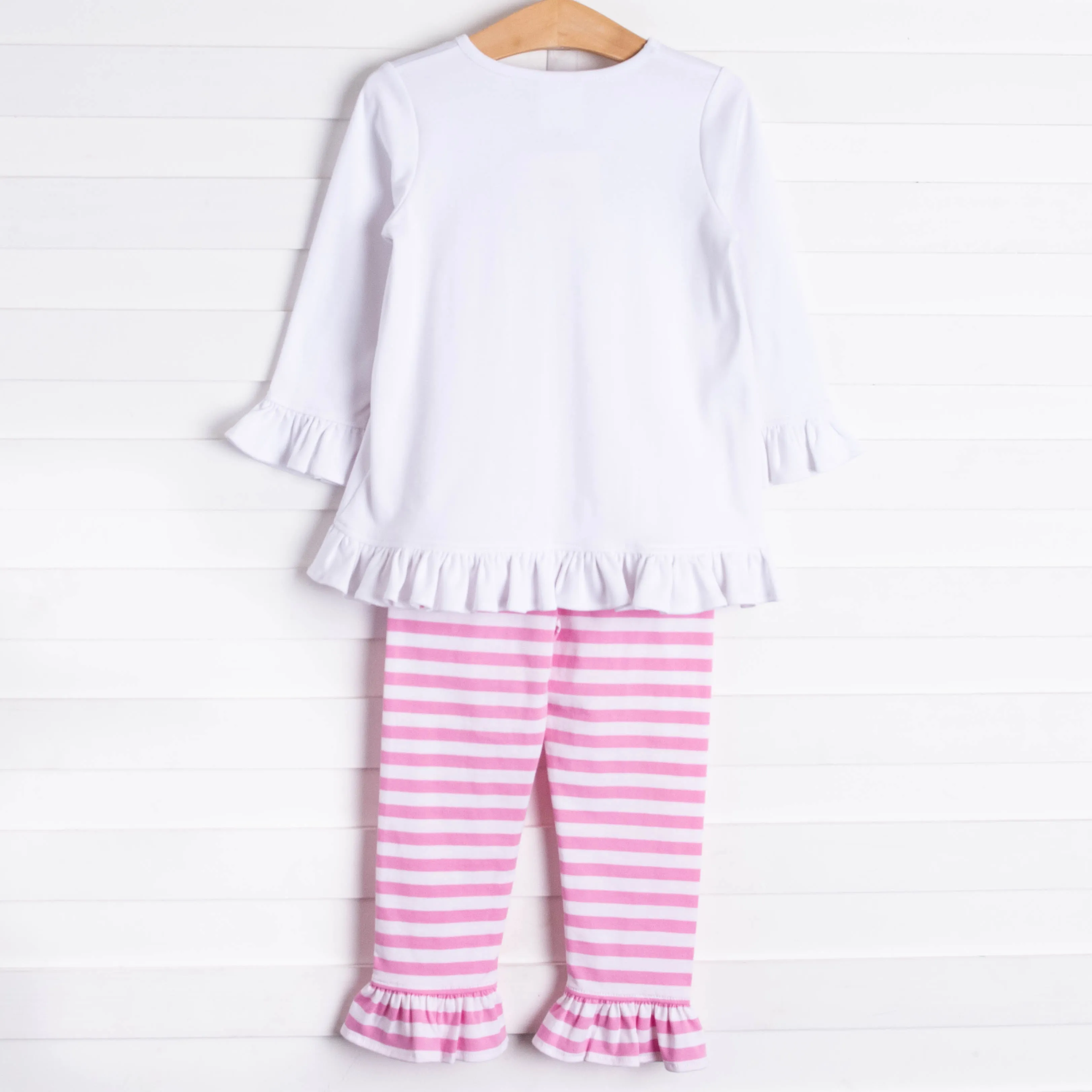 Lucky Day Applique Ruffle Pant Set, Pink