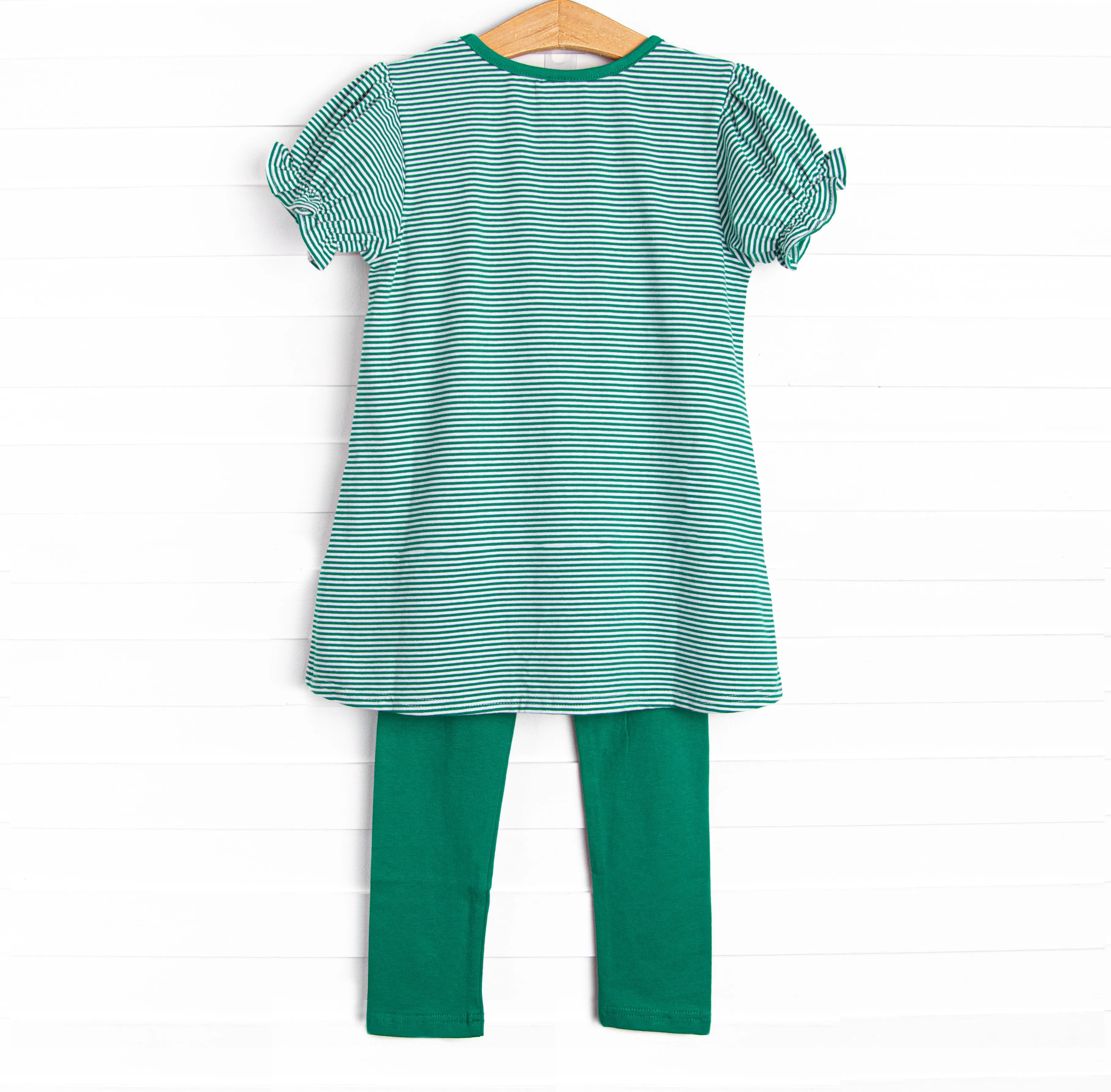 Lucky Trio Applique Legging Set, Green