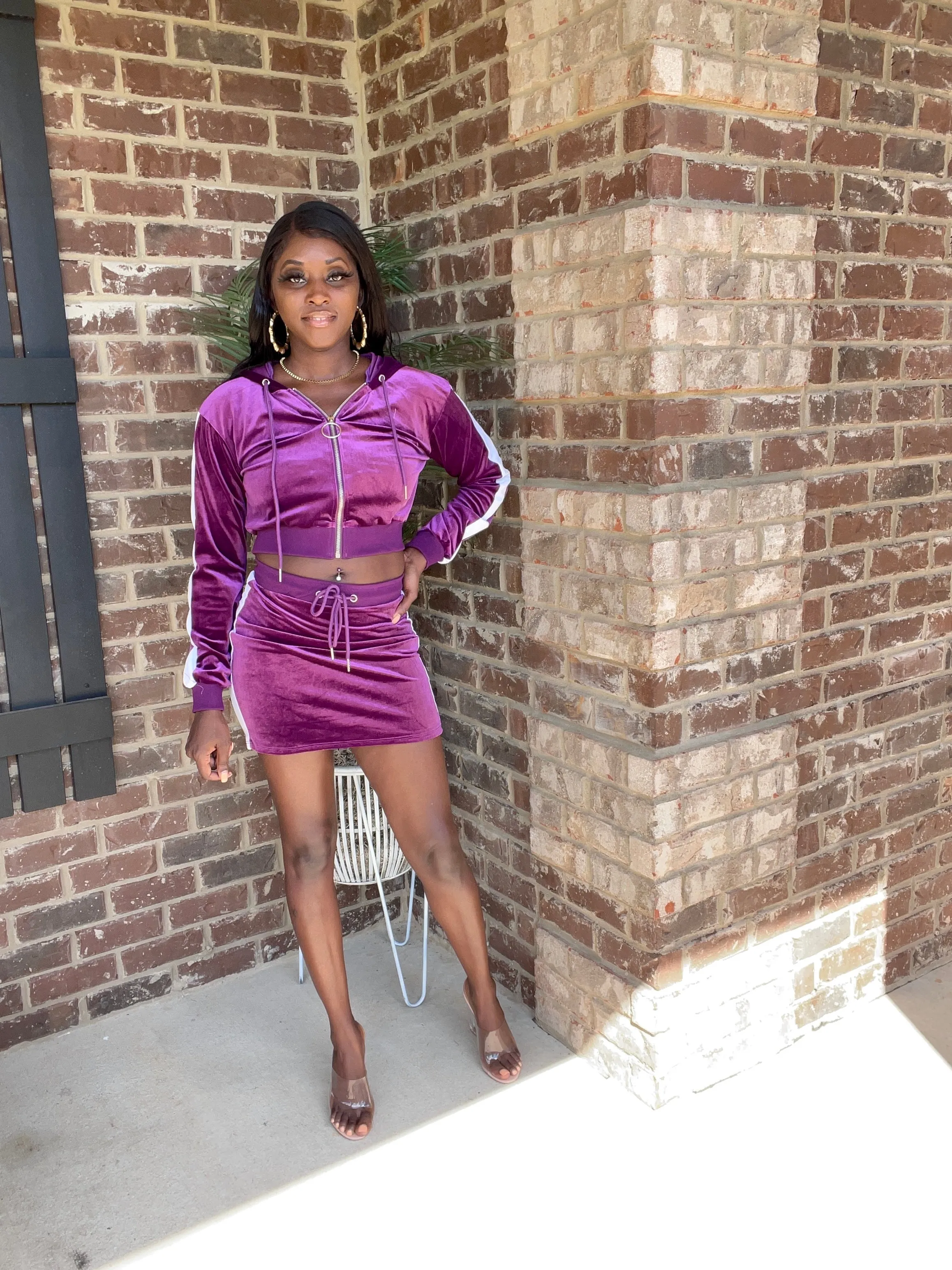 Lush Velour Skirt Set
