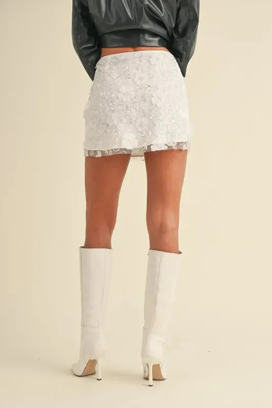 MABLE 3D Floral Embellished Applique Mini Skirt