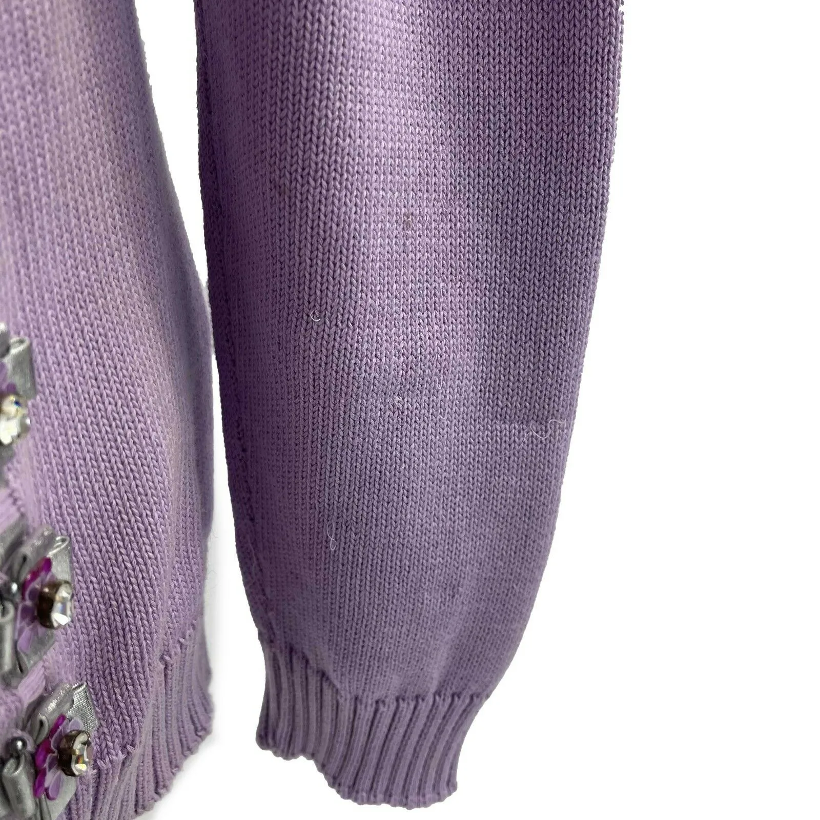 Mary Katrantzou - Crystal Flower Knit Sweater Top - Lilac, Purple, Grey - S