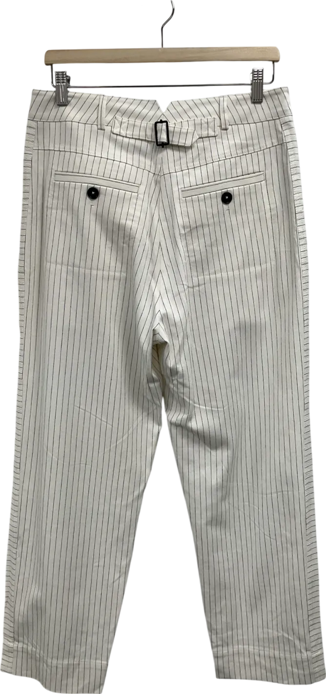 ME EM White Pinstriped Pleated Trousers UK 12