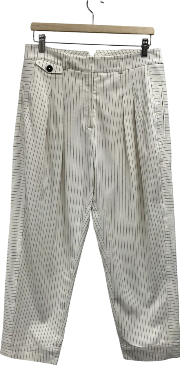 ME EM White Pinstriped Pleated Trousers UK 12