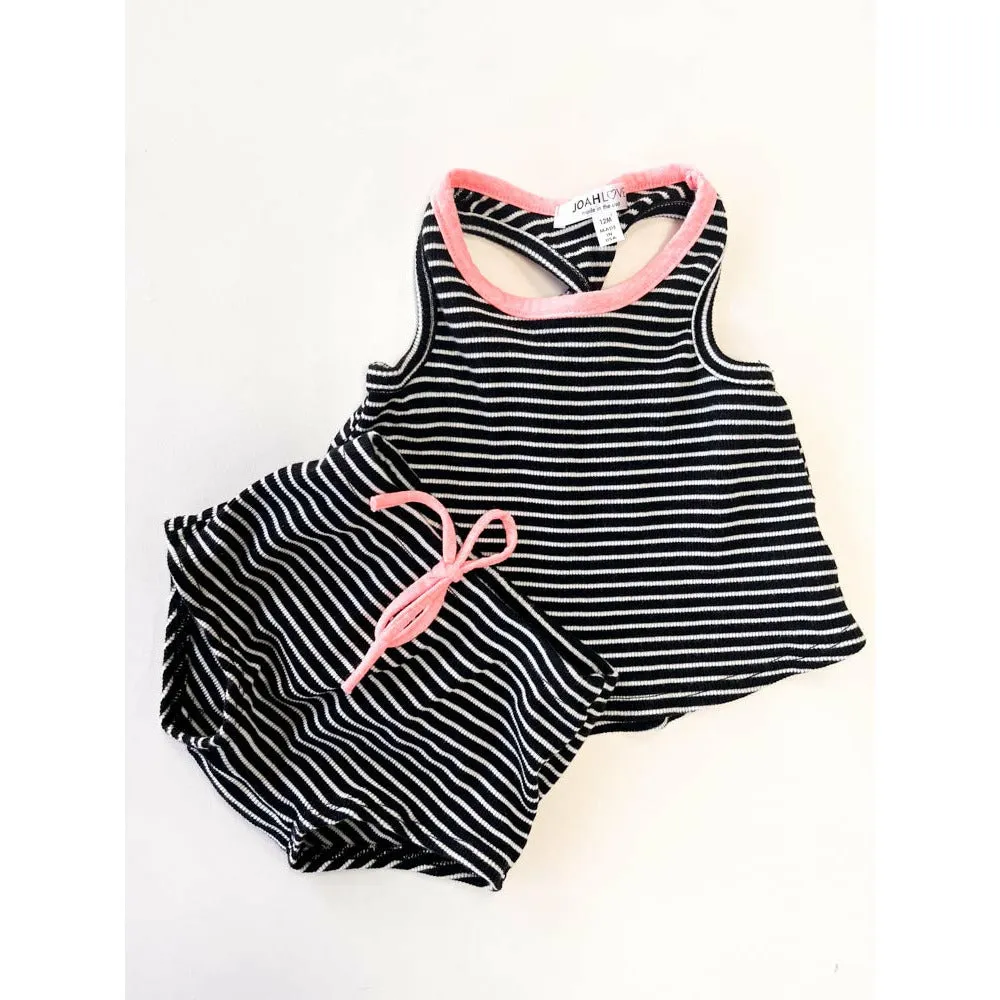 Meli-Stripe Baby Set | Black & White