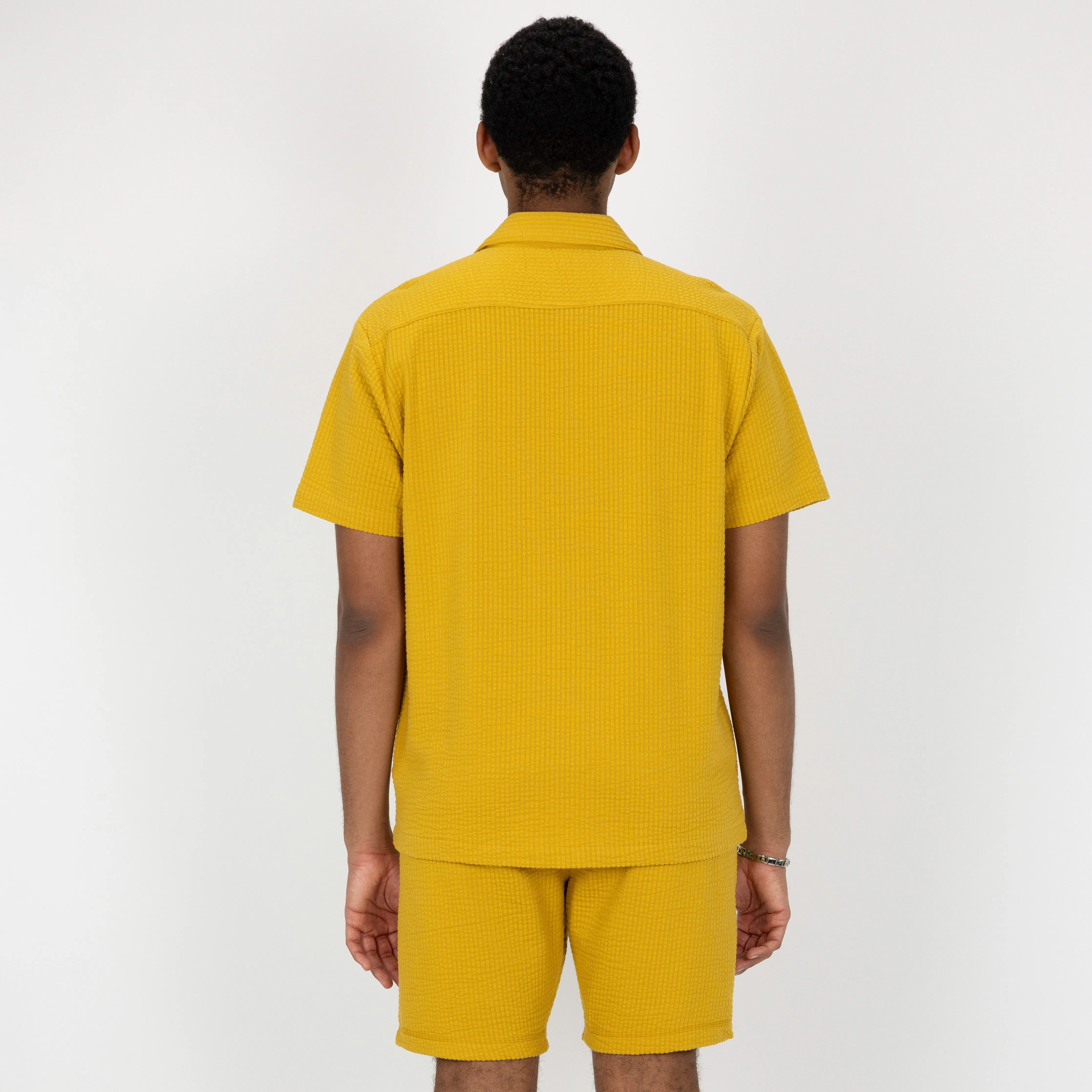 Mens Cool Knit Seersucker Camp Shirt - Tawny Olive