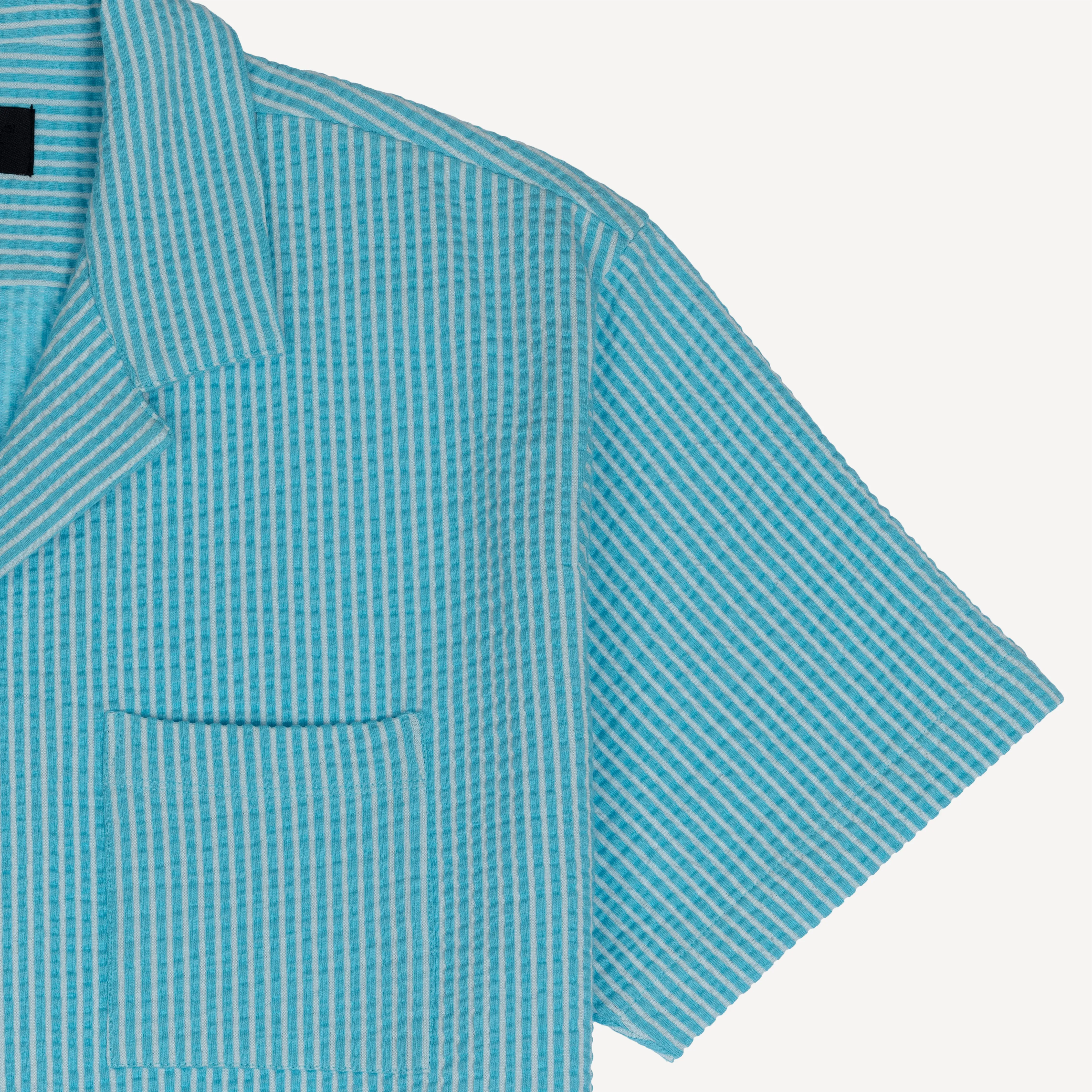 Mens Cool Knit Seersucker Camp Shirt - Tropical Breeze