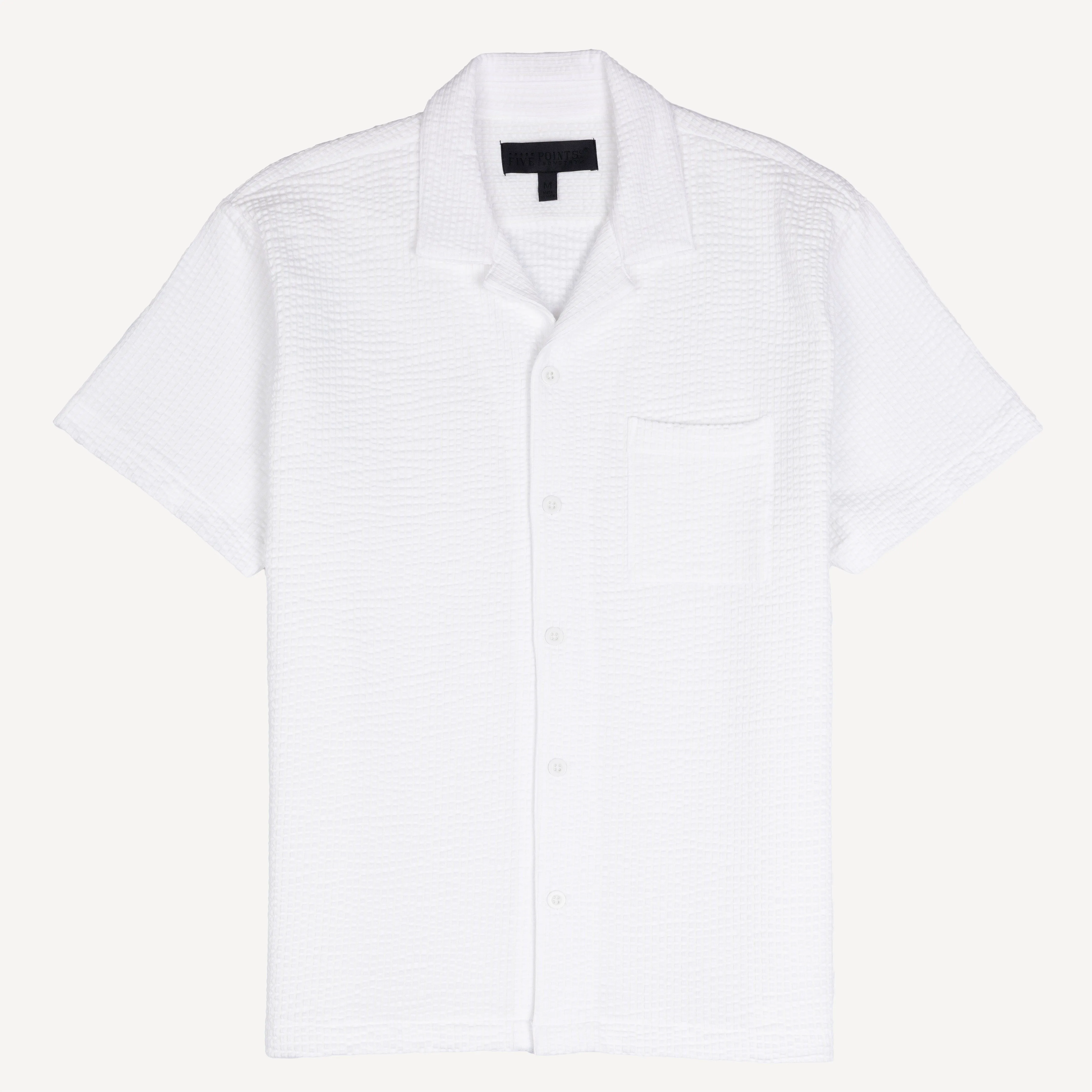 Mens Cool Knit Seersucker Camp Shirt - White
