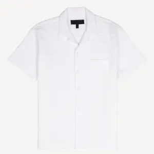 Mens Cool Knit Seersucker Camp Shirt - White