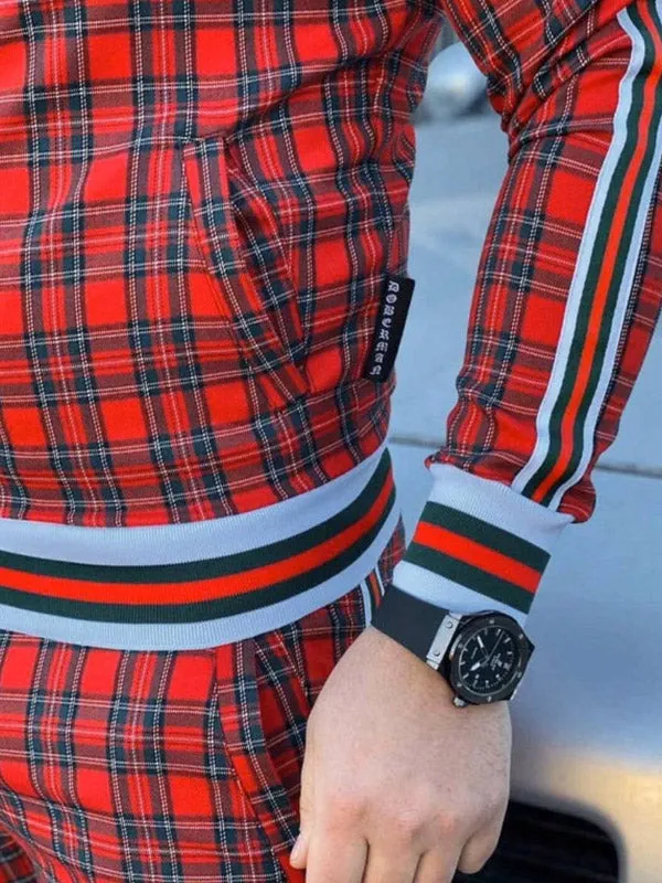 Men's Plaid Striped Tracksuit Two-Piece Outfit