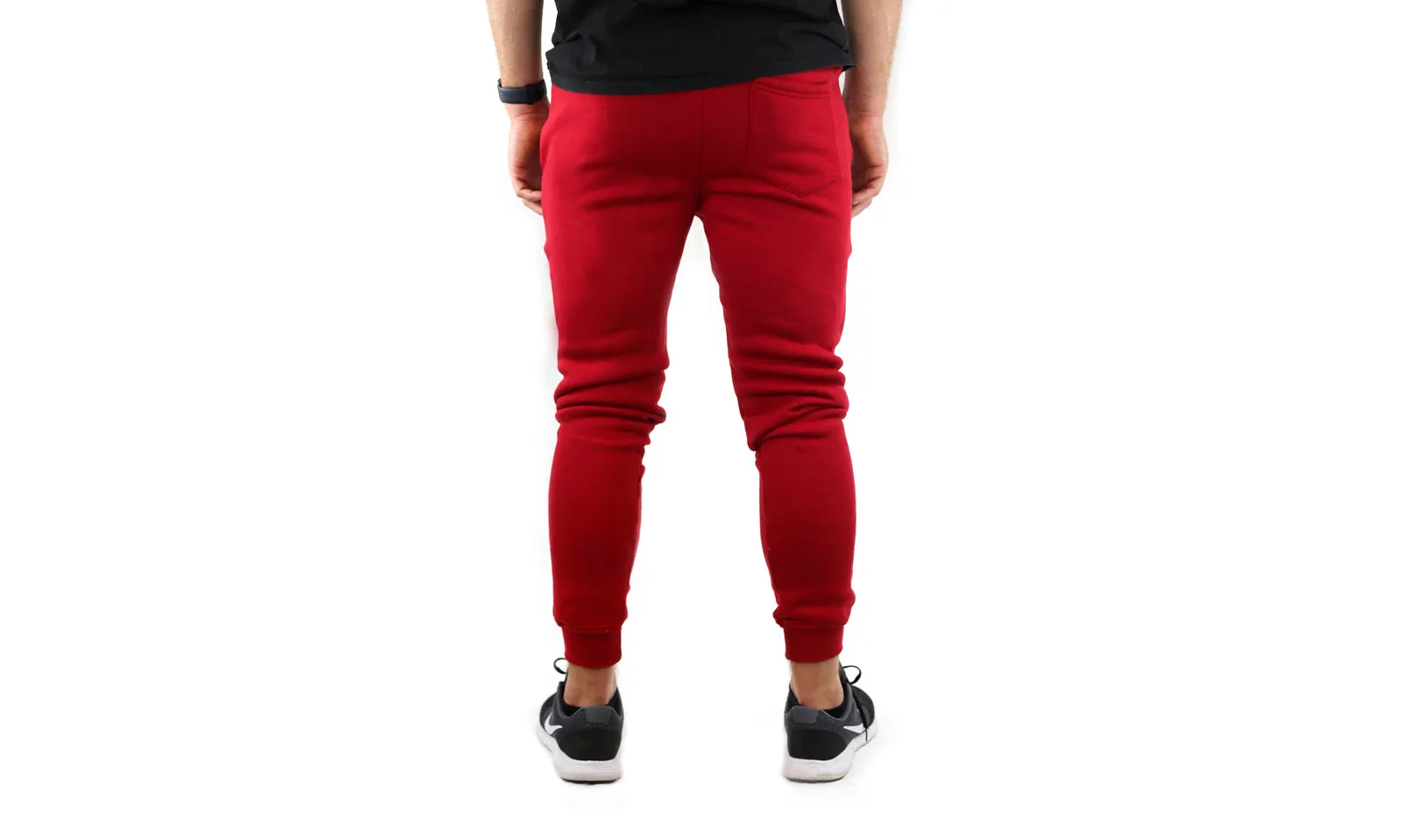 Mens Skinny Track Pants Joggers Trousers Gym Casual Sweat Cuffed Slim Trackies Fleece - red - 3XL