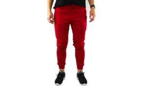 Mens Skinny Track Pants Joggers Trousers Gym Casual Sweat Cuffed Slim Trackies Fleece - red - 3XL