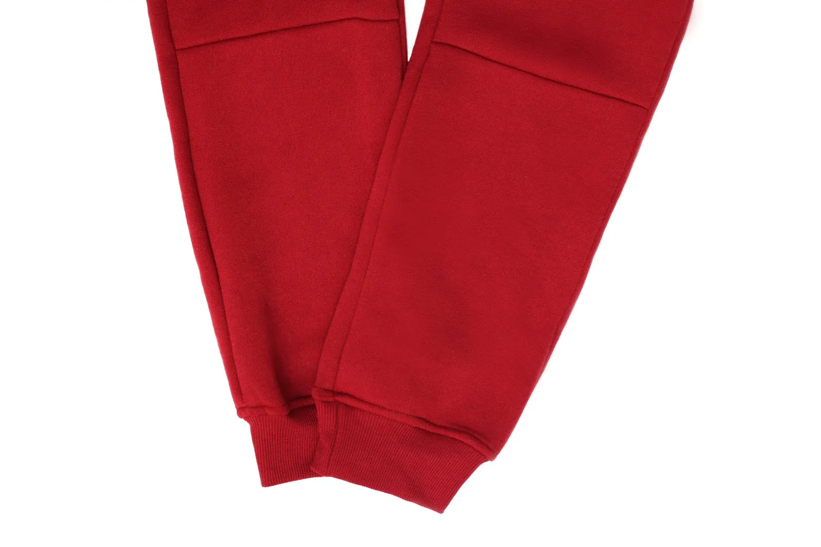 Mens Skinny Track Pants Joggers Trousers Gym Casual Sweat Cuffed Slim Trackies Fleece - red - XL