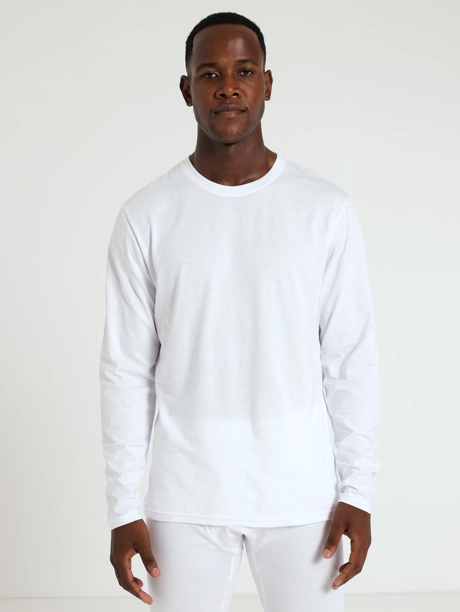 Men's Winter Long Sleeve Cotton Thermal Tee - White