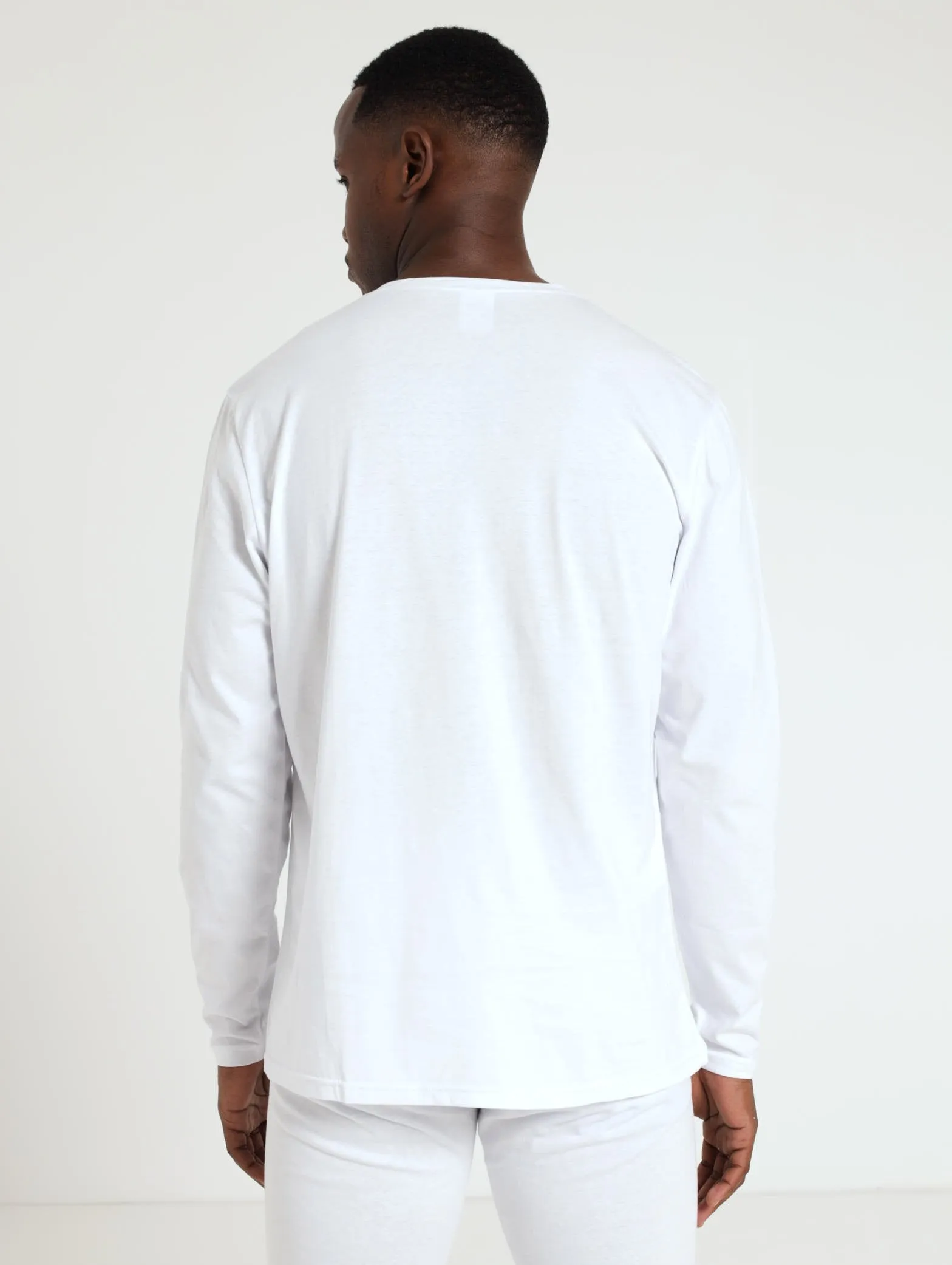 Men's Winter Long Sleeve Cotton Thermal Tee - White