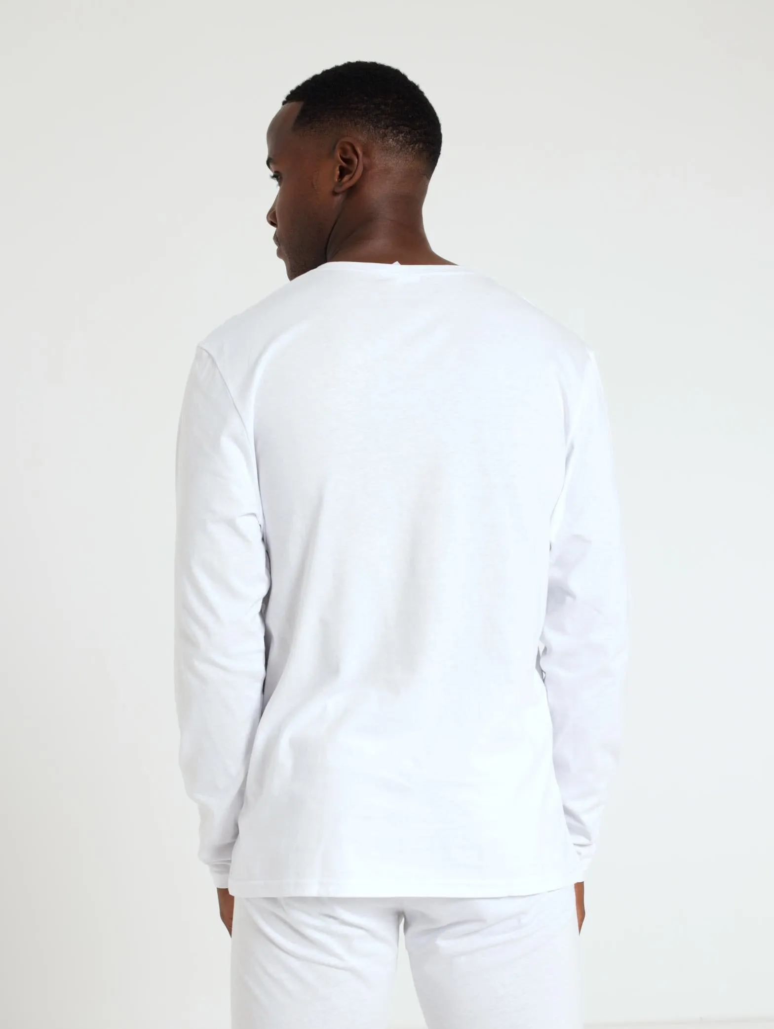 Men's Winter Long Sleeve Cotton Thermal Tee - White
