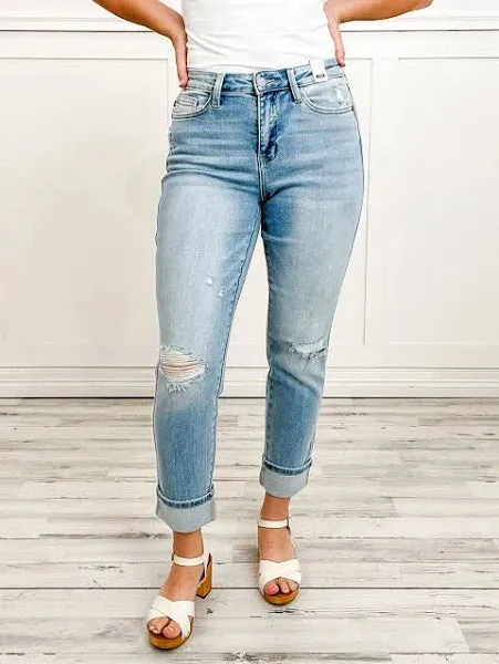 Mid Rise Americana Flag Cuff Judy Blue Jeans