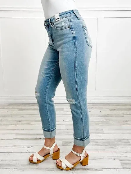 Mid Rise Americana Flag Cuff Judy Blue Jeans