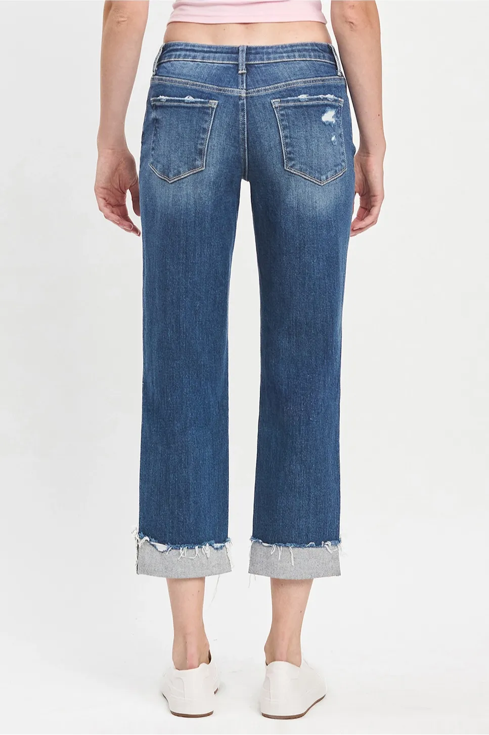 Mid Rise Cuffed Boyfriend Jeans