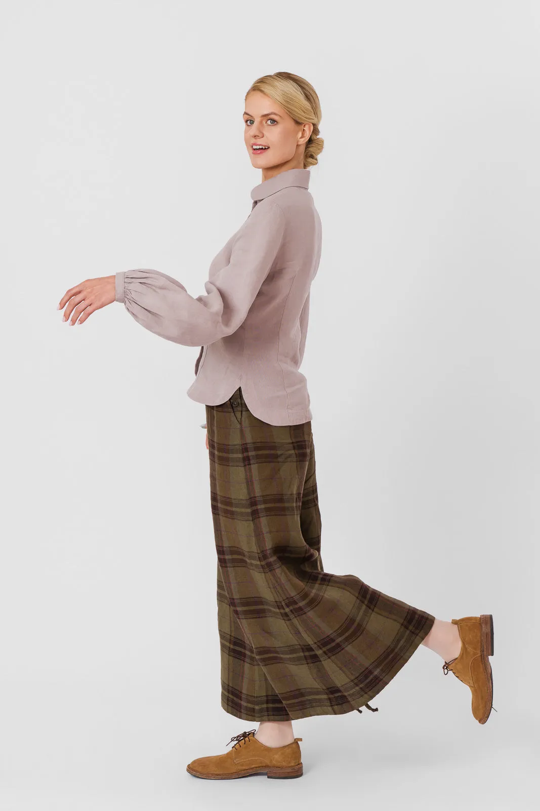 Midi Charlotte Trousers, Twill Linen, Espresso Brown