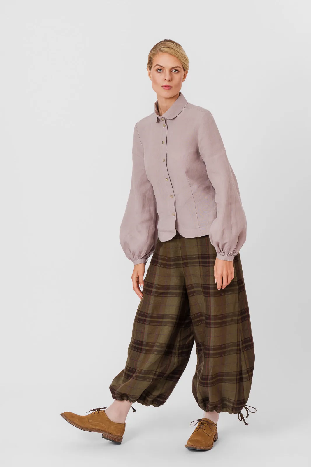 Midi Charlotte Trousers, Twill Linen, Espresso Brown