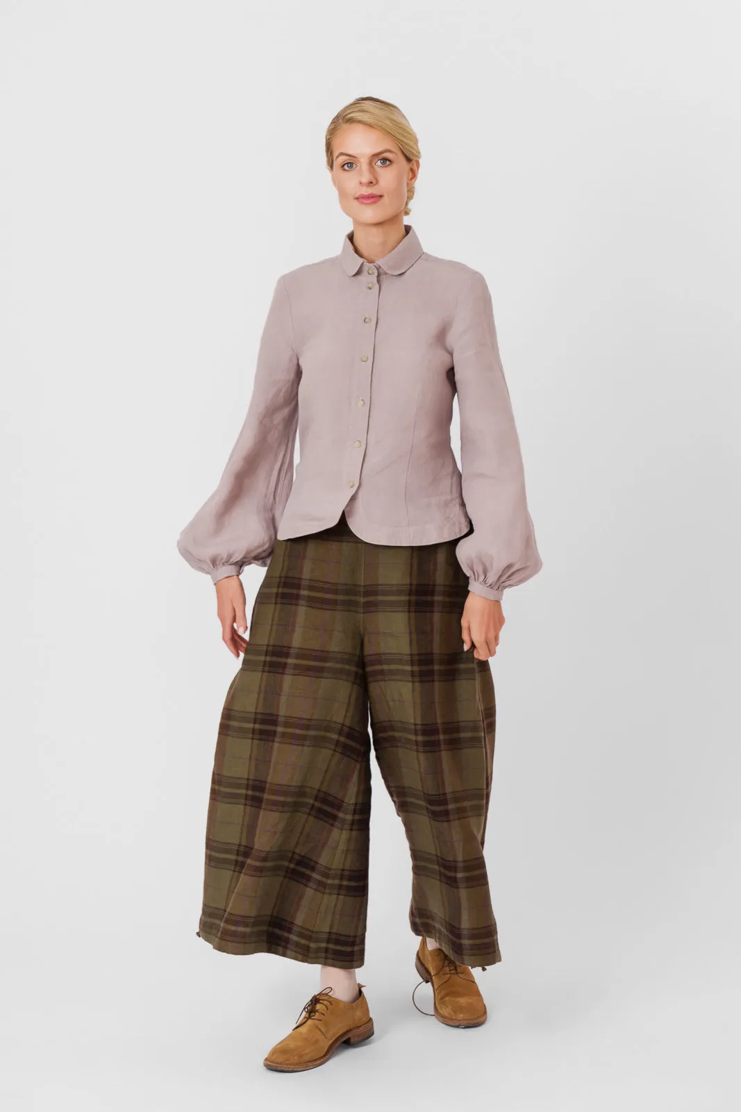 Midi Charlotte Trousers, Twill Linen, Espresso Brown