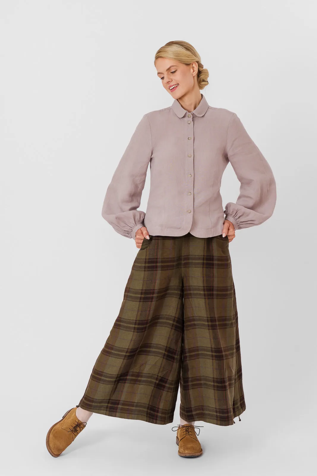 Midi Charlotte Trousers, Twill Linen, Espresso Brown