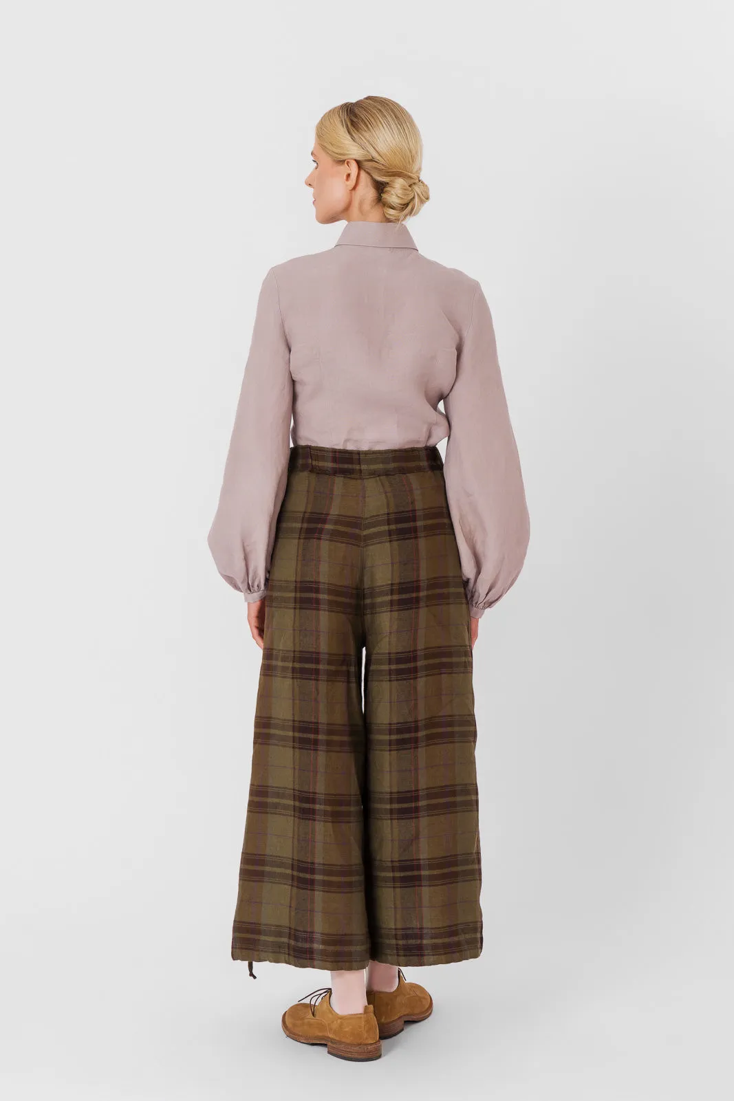 Midi Charlotte Trousers, Twill Linen, Espresso Brown