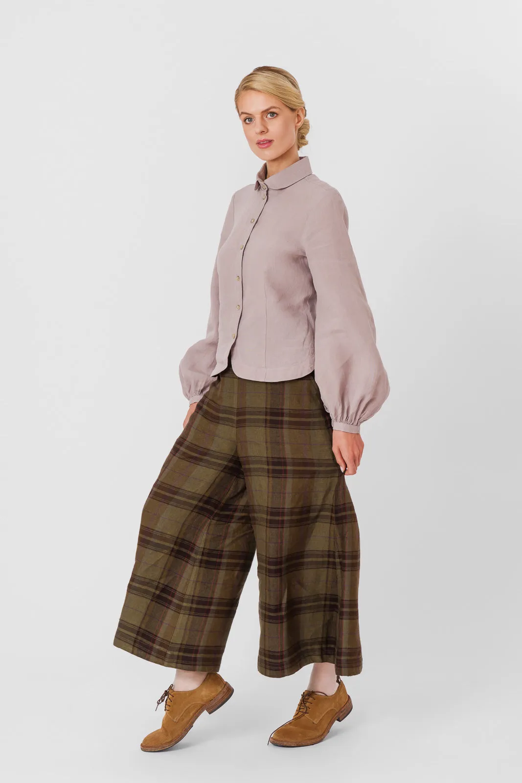Midi Charlotte Trousers, Twill Linen, Espresso Brown