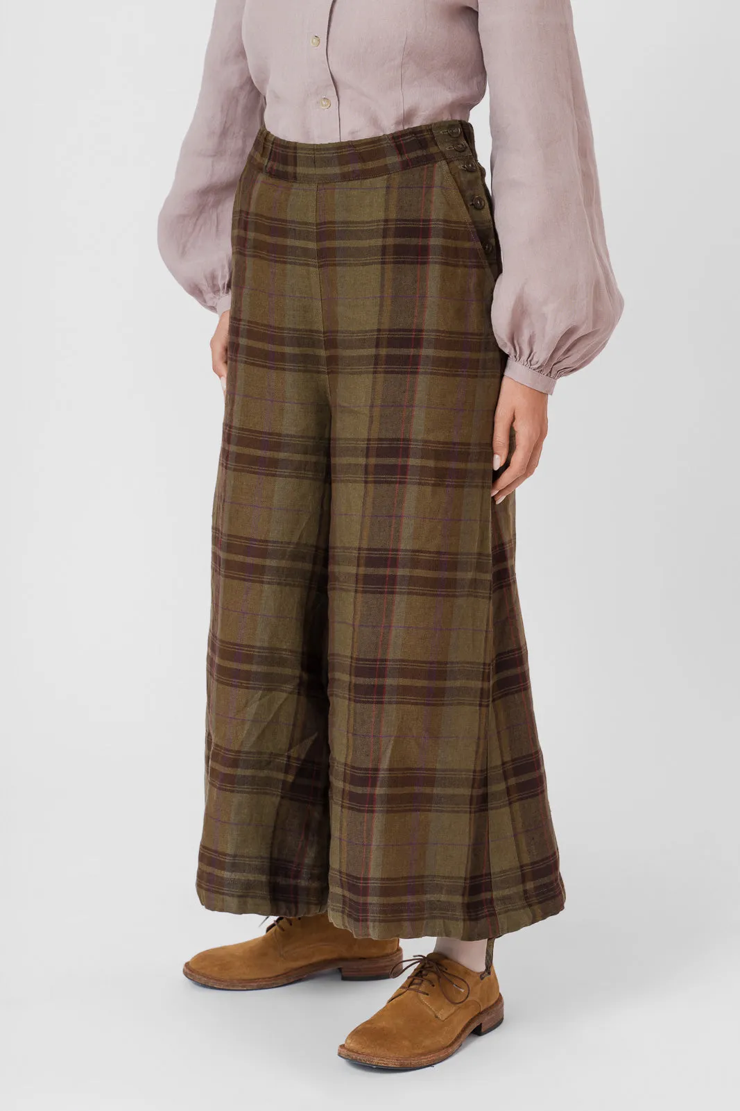 Midi Charlotte Trousers, Twill Linen, Espresso Brown
