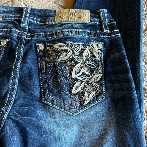 Miss Me Blue Embellished Jeans EUC