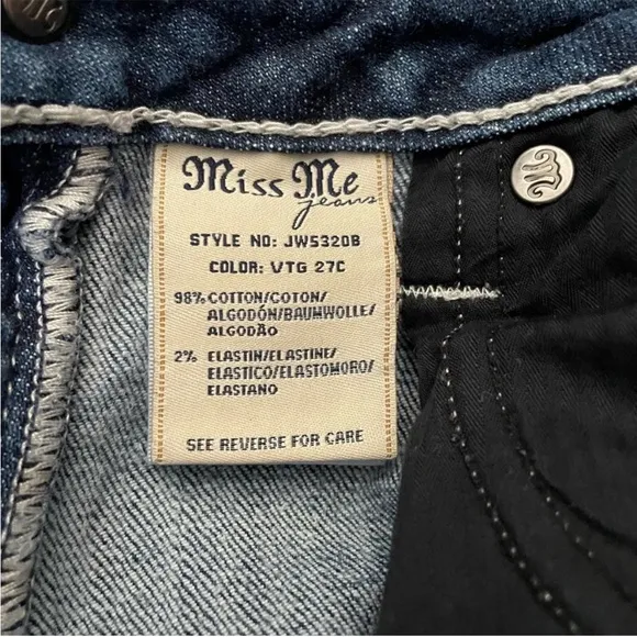 Miss Me Embellished Boot Cut Denim Jeans Size 27