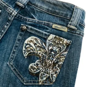 MISS ME Embellished Fleur-De-Lis Bootcut Jeans - Size 27
