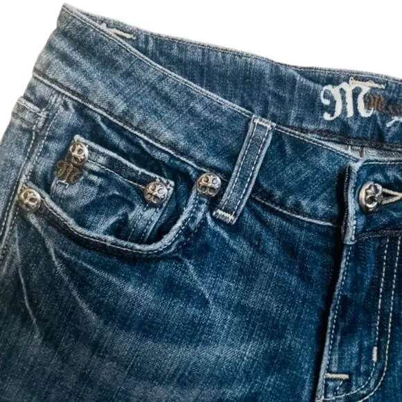 MISS ME Embellished Fleur-De-Lis Bootcut Jeans - Size 27