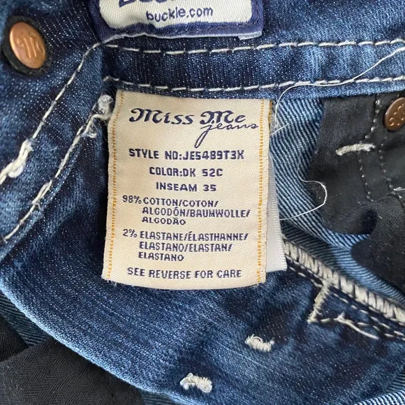 Miss Me Jeans Women’s Size 29 Blue Straight Flap Pockets Embellished Gemstones