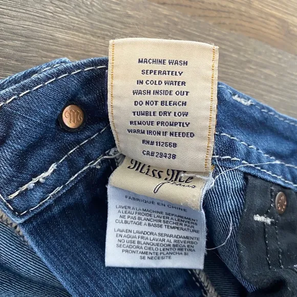 Miss Me Jeans Women’s Size 29 Blue Straight Flap Pockets Embellished Gemstones