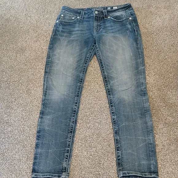 Miss Me Mid-Rise Signature Skinny Angel Wing Embellished Denim Jeans Women's 32