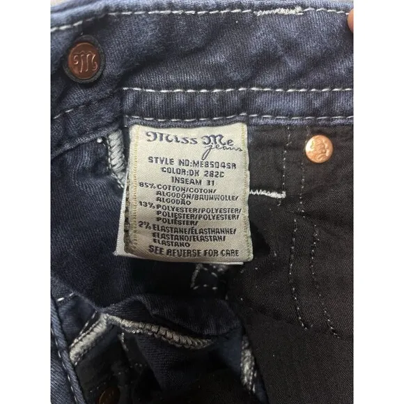 Miss Me Mid-Rise Skinny Women’s Rhinestone Embellished Jeans Size 24