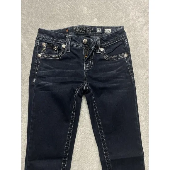 Miss Me Mid-Rise Skinny Women’s Rhinestone Embellished Jeans Size 24
