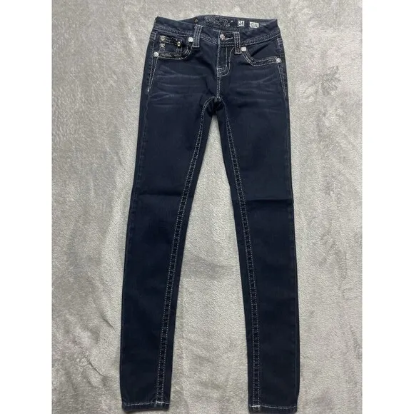 Miss Me Mid-Rise Skinny Women’s Rhinestone Embellished Jeans Size 24