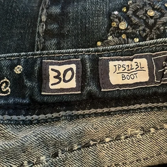 Miss Me Womens Blue Jeans Denim JP5123 Boot Cut Embellished Bling Pants | 30