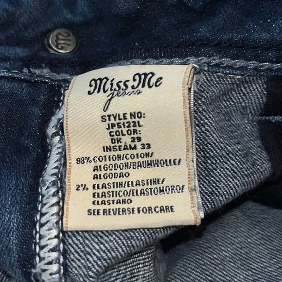 Miss Me Womens Blue Jeans Denim JP5123 Boot Cut Embellished Bling Pants | 30