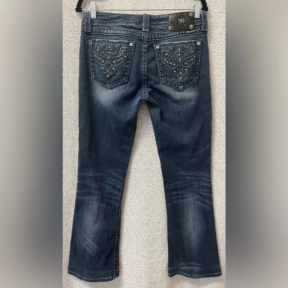 Miss Me Womens Blue Jeans Denim JP5123 Boot Cut Embellished Bling Pants | 30