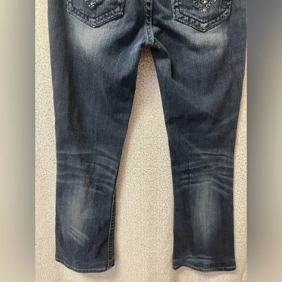 Miss Me Womens Blue Jeans Denim JP5123 Boot Cut Embellished Bling Pants | 30