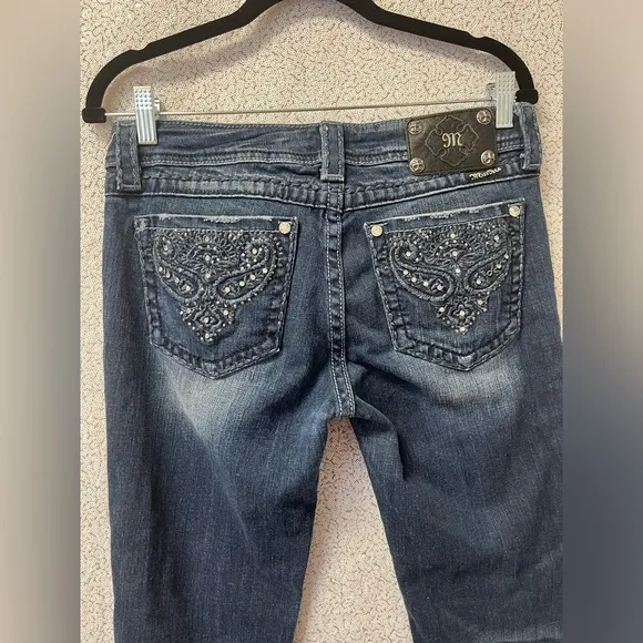 Miss Me Womens Blue Jeans Denim JP5123 Boot Cut Embellished Bling Pants | 30