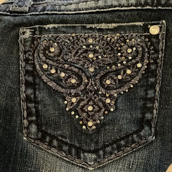 Miss Me Womens Blue Jeans Denim JP5123 Boot Cut Embellished Bling Pants | 30