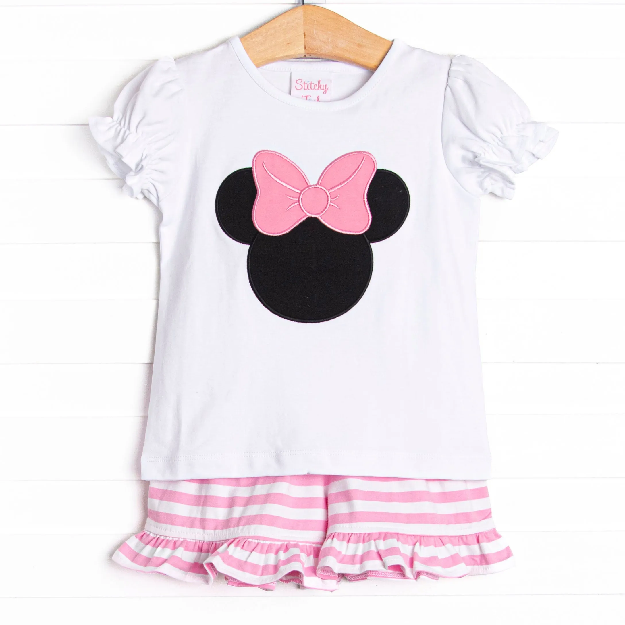 Miss Mouse Ruffle Short Set, Pink