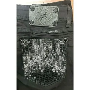 MISS ME WOMENS BLACK DENIM JEANS CLASSIC EMBELLISHED DESIGN SIZE 27 INSEAM 33
